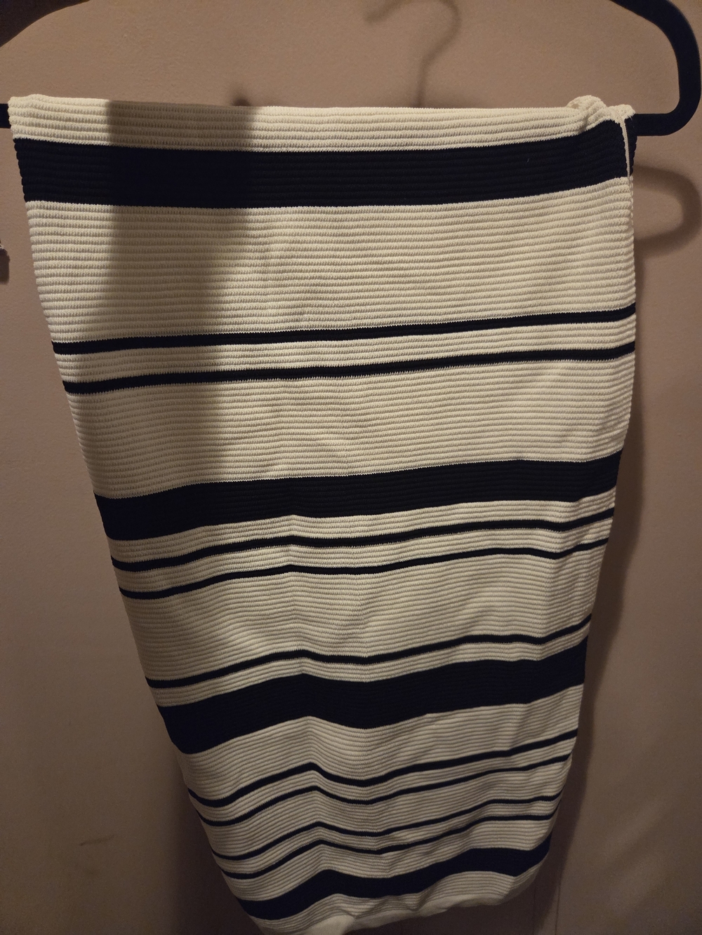 Striped Black and White Knit Pencil Skirt